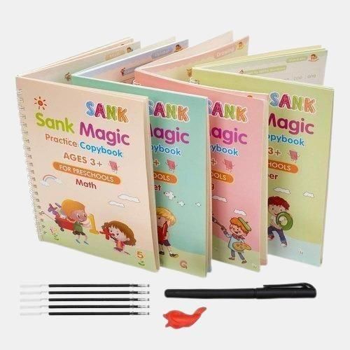 Magic Reusable Kids Writing Book Set – 4 Practice Copybooks + Smart Pen (Ages 3+)