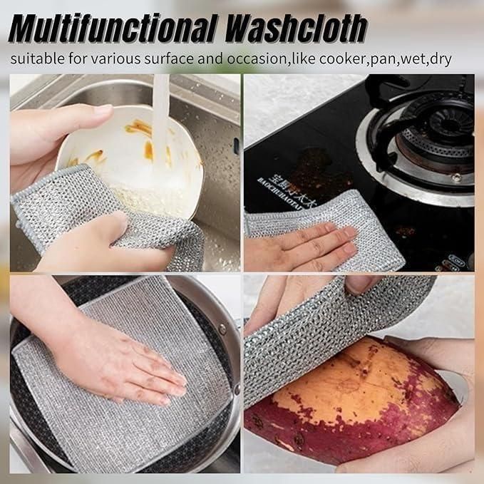 Multipurpose Non-Scratch Wire Dishwashing Cloths – Heavy Duty Cleaning Rags (Pack of 10)