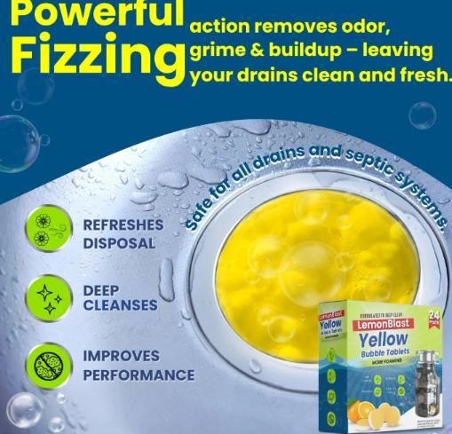 LemonBlast Effervescent Cleaning Tablets – Lemon Fresh (24 Tablets)