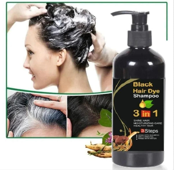 Unisex Instant Black Herbal Hair Dye Shampoo – Grey Hair Coverage 3-in-1 (100 ml)