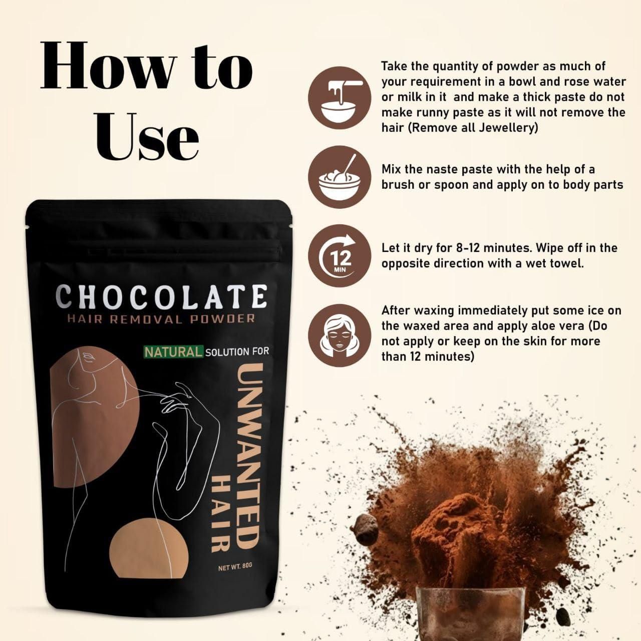 Chocolate Hair Removal Wax Powder – Smooth & Gentle Formula (108 g)