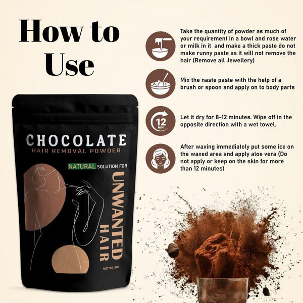 Chocolate Hair Removal Wax Powder – Smooth & Gentle Formula (108 g)