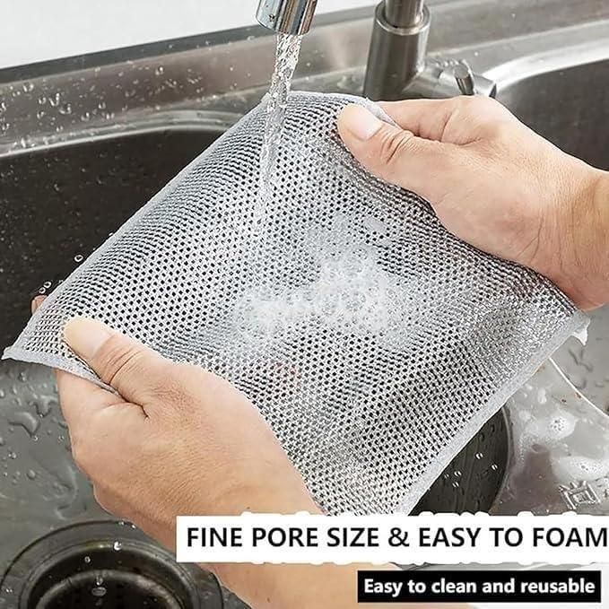 Multipurpose Non-Scratch Wire Dishwashing Cloths – Heavy Duty Cleaning Rags (Pack of 10)