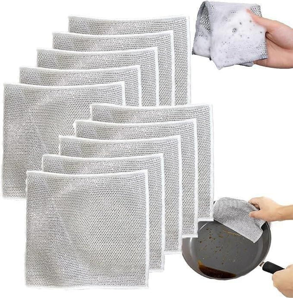 Multipurpose Non-Scratch Wire Dishwashing Cloths – Heavy Duty Cleaning Rags (Pack of 10)